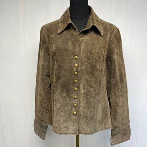 Coldwater Creek Womens Suede  Jacket Size Large, Snaps, Fitted, Vintage